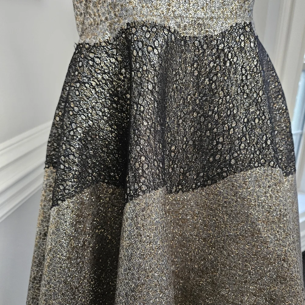 Anthropologie Sachin and Babi Foil Brocade Mini Dress size 8 black and gold - Picture 7 of 16
